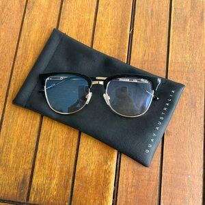 Quay Australia Evasive 126 52mm Black and Gold Blue Light Blocking Glasses